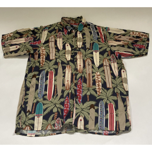 VINTAGE Reyn Spooner Hawaiian Traditionals Shirt Size Medium Surf Boards Beachy - Picture 1 of 9